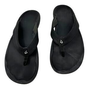 OluKai Ohana Black and White Flip Flop Size 10